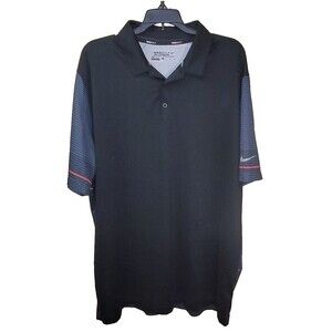 Men's NIKE GOLF Dri-Fit Tour Performance Polo XL Black w/Geometric on back